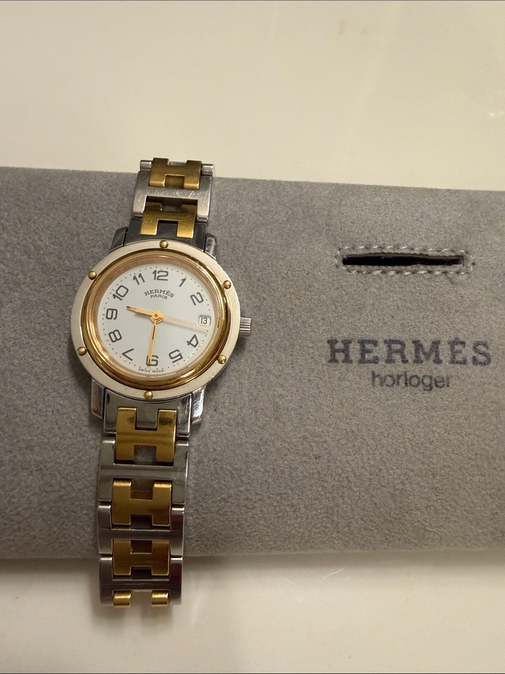Hermes Two-tone Silver and Gold  Bracelet Watch